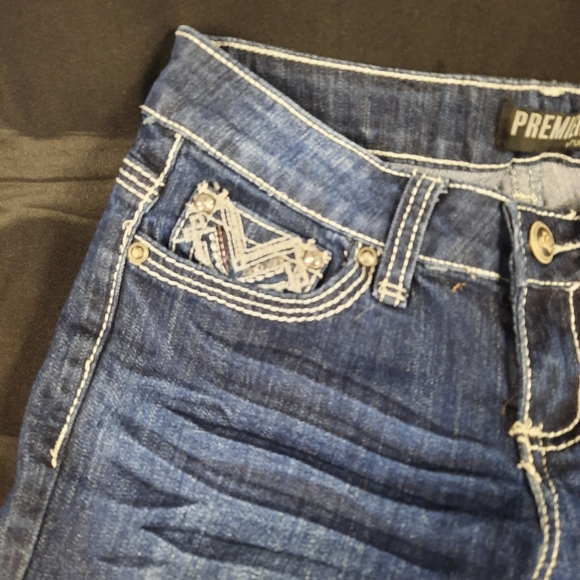 Size 1/2 R Premiere Regular Slim Boot Cut Jeans Sequins Embroidered Denim - Picture 2 of 8